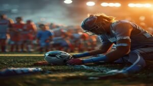 Sideline of an American football game