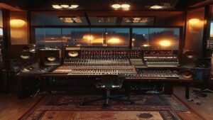 Professional music recording studio control room
